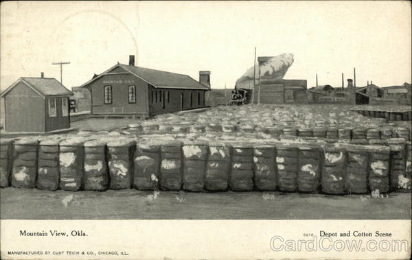 Depot and Cotton Scene Mountain View Oklahoma