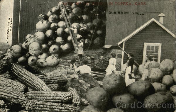 Women and Giant Corn, Potatoes and Onions Exaggeration