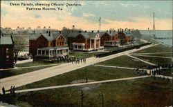 Dress Parade Showing Officers' Quarters Fort Monroe, VA Postcard Postcard