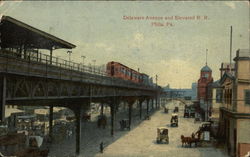 Delaware Avenue and Elevated RR Postcard