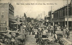 Main Street Looking North on Busy Day Postcard
