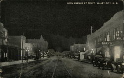 Fifth Avenue at Night Valley City, ND Postcard Postcard