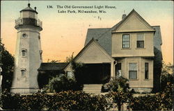The Old Government Light House, Lake Park Milwaukee, WI Postcard Postcard
