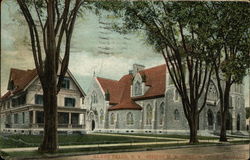 Christ M.E. Church and Parsonage Postcard