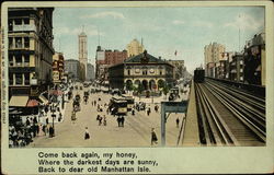 Come Back Again, My Honey, Where the Darkest Days are Sunny, Back to Dear Old Manhattan Isle New York Postcard Postcard