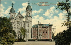 Ste. Anne French Catholic Church and Residence Fall River, MA Postcard Postcard