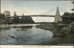 Old Chain Bridge between Amesbury and Postcard