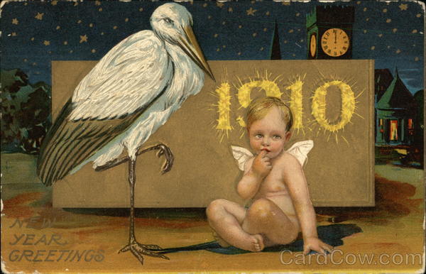 New Year Greetings, 1910 Angels & Cherubs