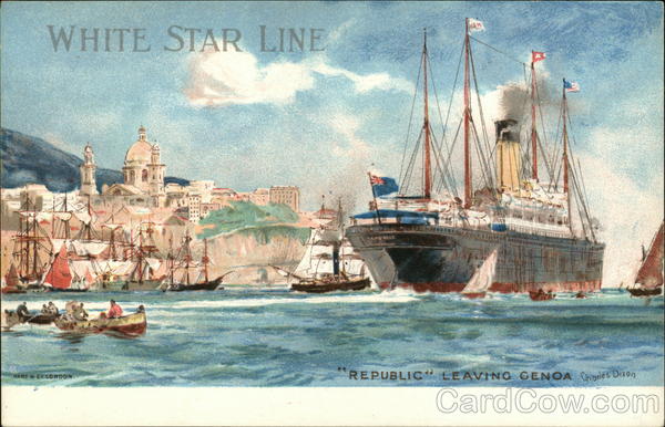 White Star Line, Republic Leaving Genoa Steamers