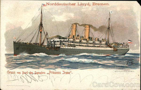 Norddeutscher Lloyd, Bremen, Gruss von Bord des Dampfers Prinzess Irene
