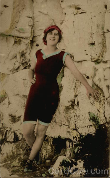 Woman in Vintage Bathing Suit Swimsuits & Pinup