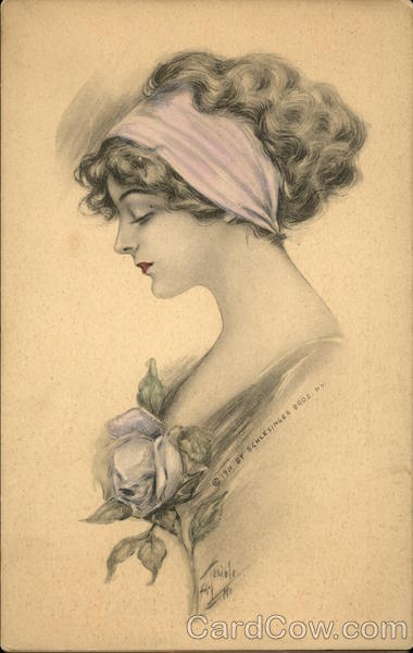 Woman With Curly Hair Wearing Pink Headband and Pink Rose