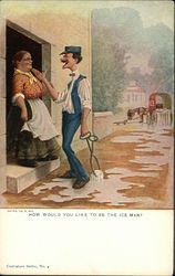 How Would you Like to be the Ice Man? Comic, Funny Postcard Postcard