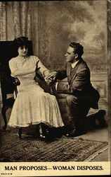 Man Proposes - Woman Disposes Postcard