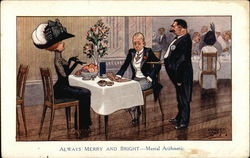 Always Merry and Bright - Mental Arithmetic Couples Postcard Postcard