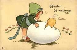 Easter Greetings With Children Postcard Postcard