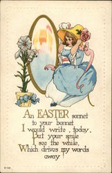 An Easter Sonnet to Your Bonnet, I Would Write Today, But Your Smile I see the While With Children Postcard Postcard