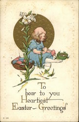 To Bear to You Heartiest Easter Greetings With Children Postcard Postcard