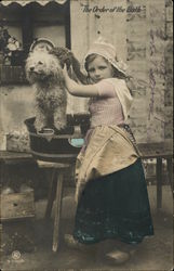 The Order of the Bath - Girl Washing a Dog Postcard