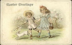 Easter Greetings With Children Postcard Postcard