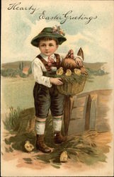 Hearty Easter Greetings With Children Postcard Postcard