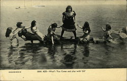 ADS - Won't you Come and Play With Us? Swimsuits & Pinup Postcard Postcard