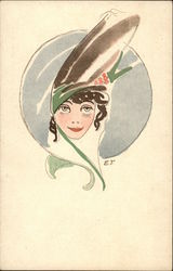 Art Deco Woman with Fancy Hat Postcard