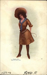 Cow Girl Holding Rope Postcard