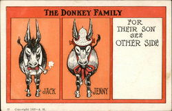 The Donkey Family, Jack, Jenny, For Their Son See Other Side Postcard