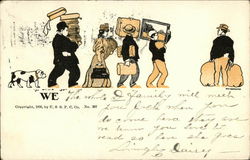 Drawing of Family Moving Postcard