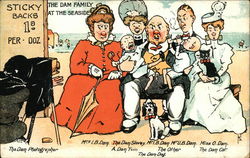 The Dam Family at the Seaside Postcard