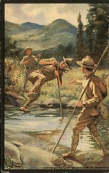 Boy Scouts: Vaulting a Stream Postcard