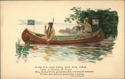 Scout and Indian in Canoe Boy Scouts Postcard Postcard