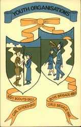Youth Organisations, Boy Scouts 1907, Girl Guides 1910, Boys Brigade 1883 Postcard