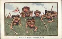 Scouts on the Warpath - Approaching the Foe Boy Scouts Postcard Postcard