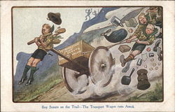 Boy Scouts on the Trail - The Transport Wagon Runs Amok Postcard Postcard