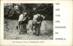 We Are the Girl Pioneers of America, Girl Pioneers Giving Fireman's Lift Girl Scouts Postcard Postcard