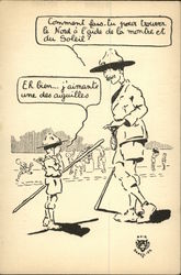 Drawing of Boy Scout and Leader Baden-Powell Postcard