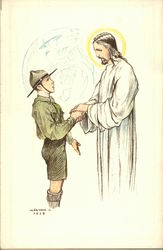 Boy Scout Speaking With Jesus Postcard