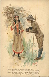 Oh it's Well to Carry a Rifle And Grub in a Camper's Pack But When I am Really Scouting Postcard