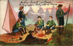 The Boy Scouts in Camp Resting After a Tussle With the Enemy Postcard