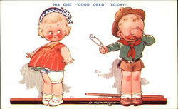 His One Good Deed To-Day! Boy Scouts Postcard Postcard