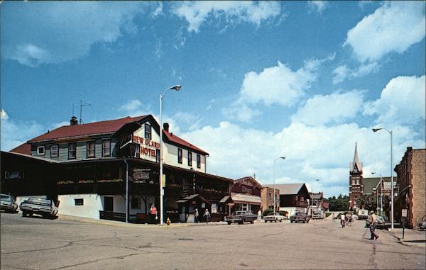 Street Scene from 6th Avenue and 1st Street New Glarus Wisconsin
