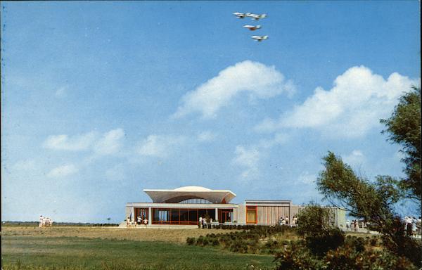 Modern Aircraft Over the Visitor Center, Wright Brothers National Memorial Outer Banks North Carolina