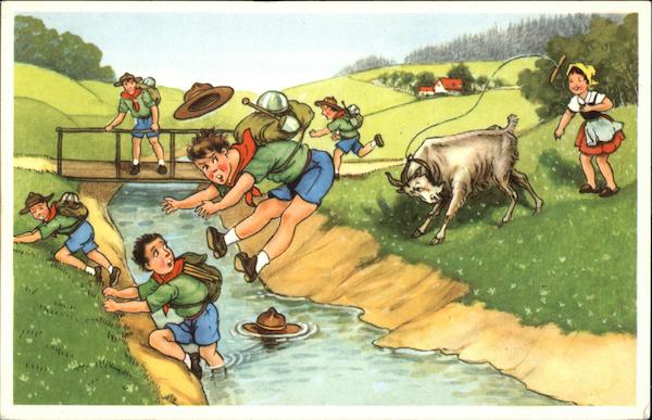 Goat Butts Boy Scouts into Stream