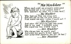 Me Mudder - Boy on Chamberpot Postcard