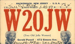 W20JW (Two Jolly Women) Hackensack, NJ Postcard Postcard