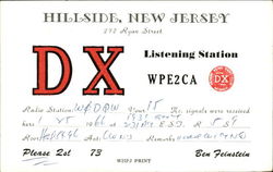 DX Listening Station WPE2CA Postcard