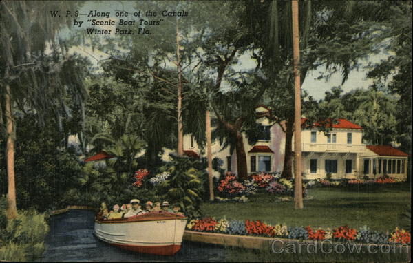 W. P. 9 - Along one of the Canals by  Scenic Boat Tours Winter Park, Fla Bridgewater Massachusetts