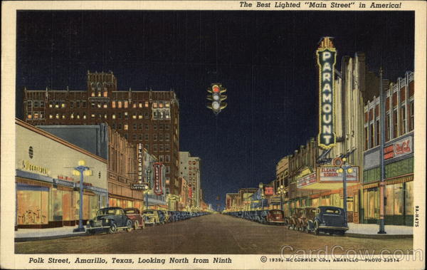 Polk Street Looking North from Ninth Amarillo Texas